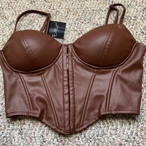 BRAND NEW Brown Crop Bustier Size M